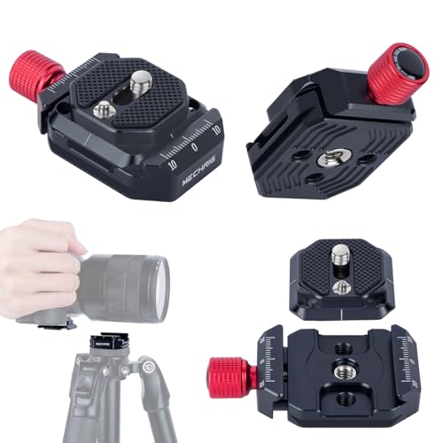 Universal Quick Release Plate & Clamp Seat Kit with Dual Arca-Swiss Design for Action Camera, DSLR Mounting - Lightweight Aluminum Alloy, 3/8" & 1/4" Threads - 62039