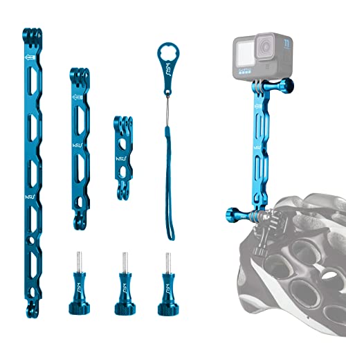 HSU Aluminum Alloy Extension Arm Kit Metal Pole Mount Helmet Stick (7 Pcs) - color: Blue