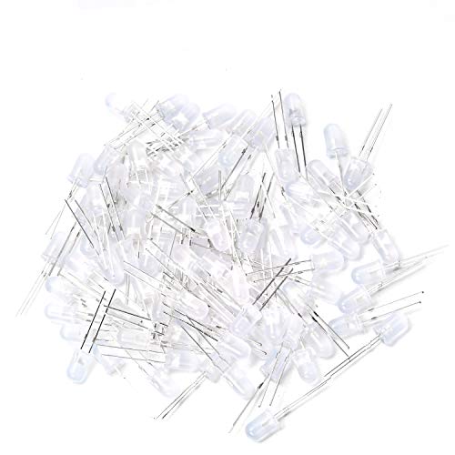 CHANZON 100 pcs 5mm Blue Diffused LED Diode Lights(DC 3V 20mA) - color: E) White-blue (100pcs)