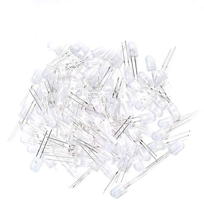 CHANZON 100 pcs 5mm Blue Diffused LED Diode Lights(DC 3V 20mA) - color: E) White-blue (100pcs)