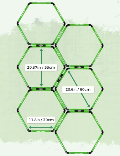 GHB Hex Agility Rings 1 Pack and 50 Pack Disc Cones 12 Rung 20ft with 3 Carrying Bag