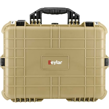 Eylar 20" Large Hard Case Equipped with Ragar Reconfigurable & Reusable XP Crosslinked Foam Insert, Waterproof, Shockproof for Equipment, Drones and Cameras (2 Ragar Layers) (Tan)