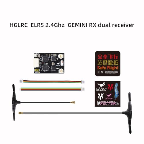 HGLRC ELRS Gemini RX Dual Diversity Receiver 2.4GHz ExpressLRS Nano Receiver with Dual RX Chains 2 Antennas TXCO Tech for FPV Drone Tiny Whooh Quadcopter