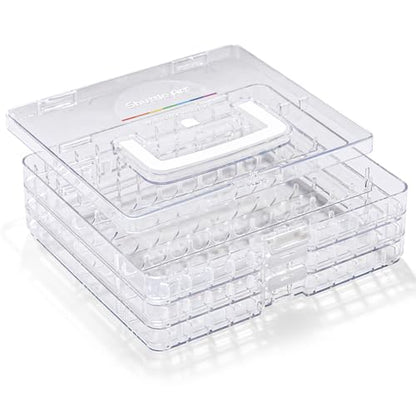 Shuttle Art 36 Automatic Ink Control Acrylic Paint Markers Organizer, Portable 3-Layer Transparent Storage Box, Stackable Pen Holder for Art Supplies,Ideal for Home, Office & School Desk Organization