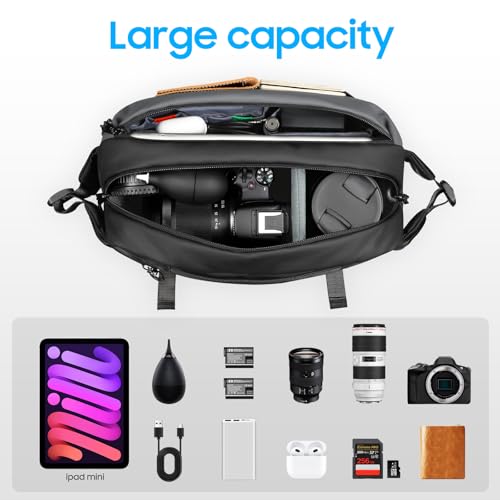 FINTIE Camera Sling Bag with Tripod Holder for DSLR SLR Mirrorless Cameras
