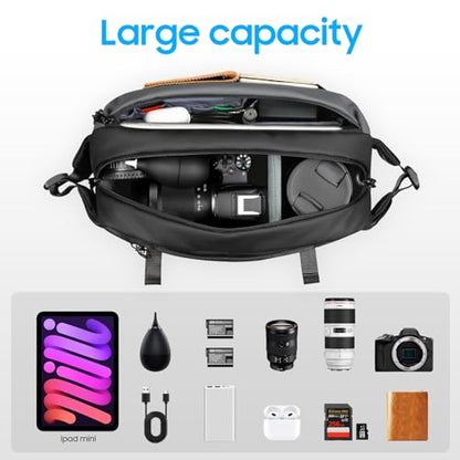 FINTIE Camera Sling Bag with Tripod Holder for DSLR SLR Mirrorless Cameras