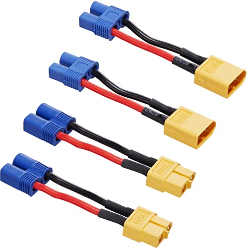 4 Pack XT60 to EC3 Adapter with 5CM 14AWG EC3 to XT60 Adapter - size: XT60-EC3