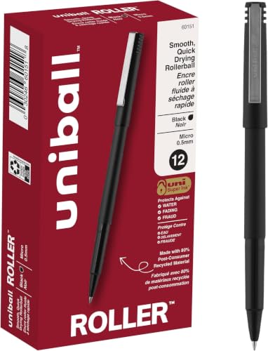 uniball Roller Rollerball Pens,Micro Point (0.5mm),Black,(Pack of 144) - size: 1 Count (Pack of 144)