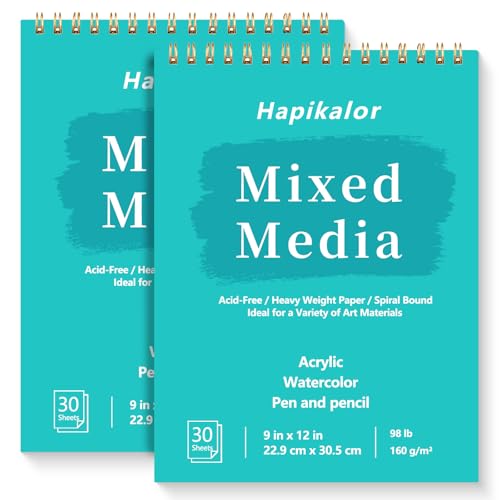 Mixed Media Sketchbook 9"x12" Multimedia Sketchbook, 2-Pack 30 Sheets - size: 9" x 12"(Pack of 2)