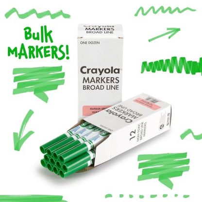 Crayola 12 Count Washable Bulk Markers, Green - color: Green