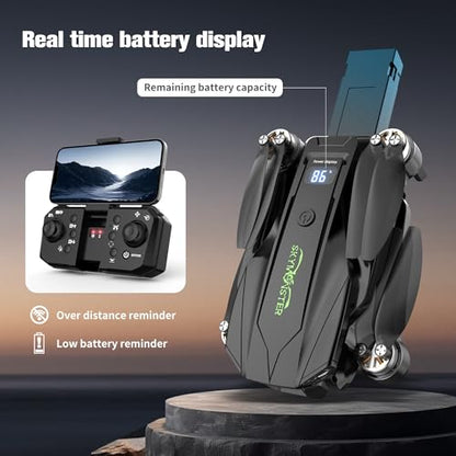 SKYMONSTER RC Drone,Drones 1080P HD Camera,3PC Batteries, FPV Foldable Drone With Brushless Motor,FPV Foldable RC Quadcopter, Real-Time Battery Display, Toys With Gift Box
