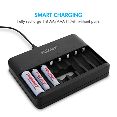 Tenergy TN477U 8-Bay Fast Charger for NiMH/NiCD AA AAA Rechargeable Batteries with 8pcs 1000mah AAA Rechargeable Batteries - size: 8AAA + Charger
