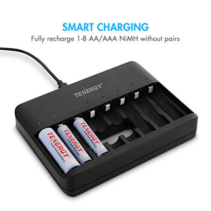 Tenergy TN477U 8-Bay Fast Charger for NiMH/NiCD AA AAA Rechargeable Batteries with 8pcs 1000mah AAA Rechargeable Batteries - size: 8AAA + Charger