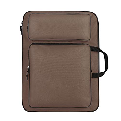 A3 Art Portfolio Carry Case Bag Drawboard Storage Portable Shoulder Tote - color: Coffee