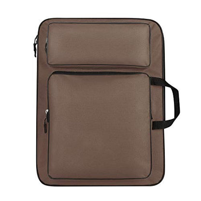 A3 Art Portfolio Carry Case Bag Drawboard Storage Portable Shoulder Tote - color: Coffee