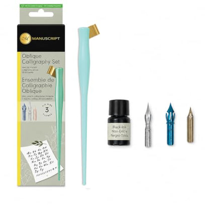 MANUSCRIPT Modern Calligraphy Oblique Set, Mint Holder, 3 Nibs - color: Multi Color