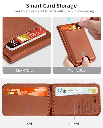 ExtreLife For Magsafe Wallet, Works with Apple Find My, 6 Cards Holder - color: Brown