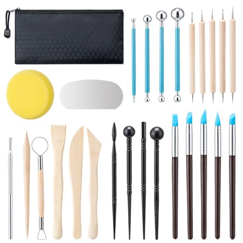 Amrules 27 Pcs Polymer Clay Sculpting Tools Kit for Adults, Light Yellow - color: Lightyellow-27Pcs