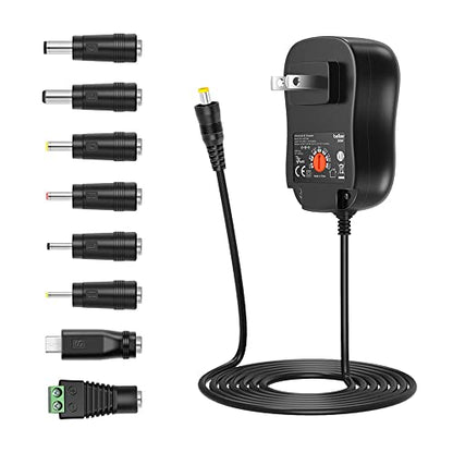 Belker 30W Universal 3V 4.5V 5V 6V 7.5V 9V 12V AC DC Adapter with 8 Tips - size: 30w 3-12v 2a w/USB