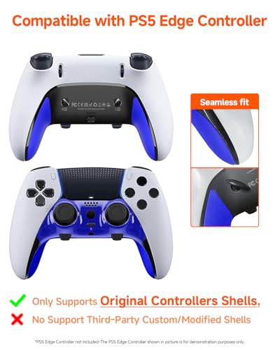 CHARM FOCUS Replacement Shell Set for PS-5 Edge Controller, TPE Grip Cover - color: Blue