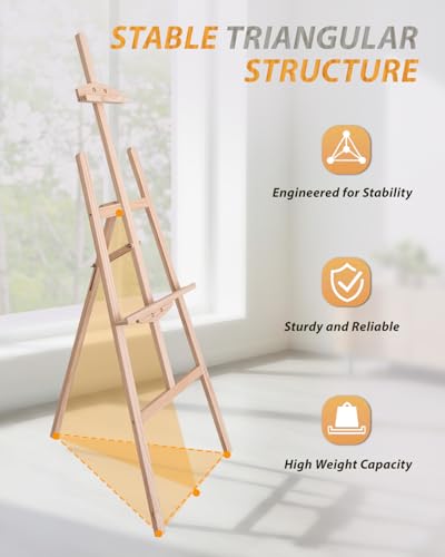 Pine Wood A-Frame Art Easel Stand, Foldable Wooden Painting Easel, Natural - style: Natural