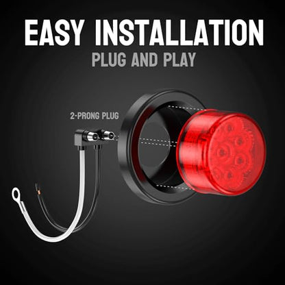 2 Inch Red Round LED Trailer Side Marker Clearance Lights 10 PCS - color: Red