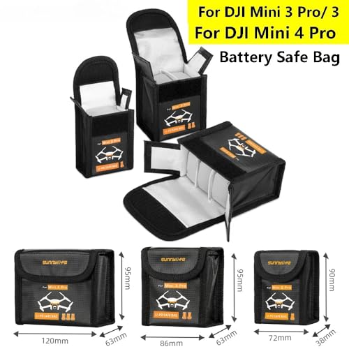 Flight Battery Safe Bag for DJI Mini 3 Pro /4 Pro Protective Case Transport Lithium battery Safe Explosion-proof bag Accessories for Mini 3/4 (for 2pcs batteries) - size: for 2pcs batteries