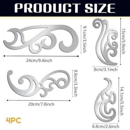 ORIGACH 4 Pcs Stainless Steel French Curve Ruler