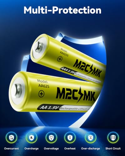 Rechargeable 8 AA and 8 AAA Lithium Batteries with USB-C Charger