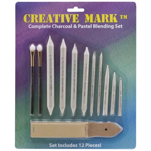Creative Mark Complete Blending Set - Includes Sponge Blenders, Blending Stumps, & Sandpaper Pad - Great for Charcoal, Pencil, & Pastel Blending