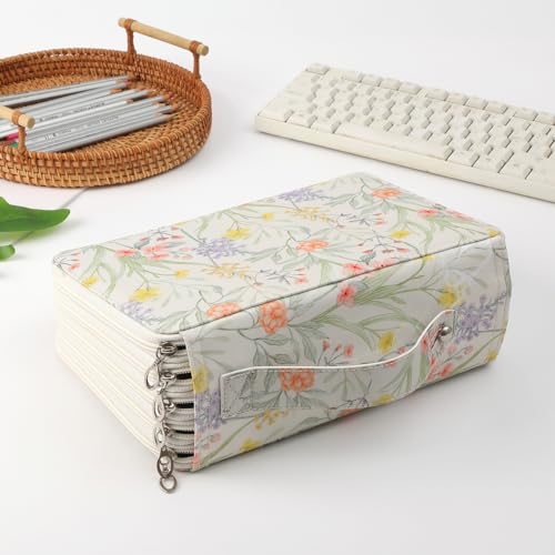 250 Slots Canvas Pencil Case 5-Layer Zipped Holder w/Handle - color: White, size: 250