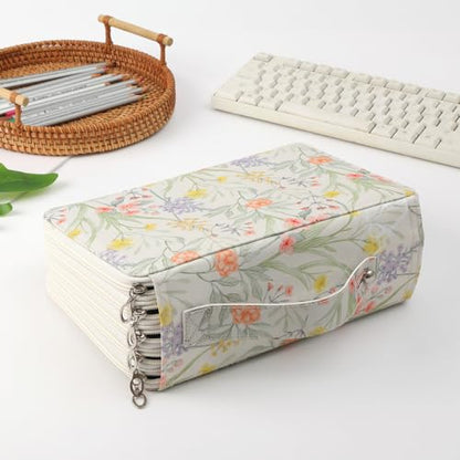 250 Slots Canvas Pencil Case 5-Layer Zipped Holder w/Handle - color: White, size: 250