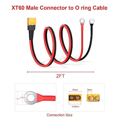 ELFCULB XT60 to Ring Terminal Cable 10AWG 2FT - color: 10AWG XT60 Male to O Ring, size: 2FT