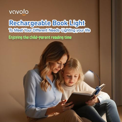VAVOFO Rechargeable Reading Light, Clip on Book Light for Reading in Bed - color: Metallic Grey