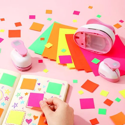 CHENGU 3 Pack Square Hole Punch 2"/1"/0.6", Pink - color: Pink, style: Square