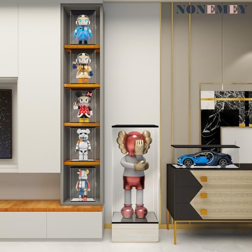 NONEMEY Clear Acrylic Display Case with Remote Control Light for Collectibles, Dustproof Model Showcase Organizer Box, Display Case for Collectibles (7.8x6x13.8inch,20x15x35cm) - size: 7.8×5.9×13.8 inch, 20×15×35 cm