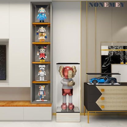 NONEMEY Clear Acrylic Display Case with Remote Control Light for Collectibles, Dustproof Model Showcase Organizer Box, Display Case for Collectibles (7.8x6x13.8inch,20x15x35cm) - size: 7.8×5.9×13.8 inch, 20×15×35 cm