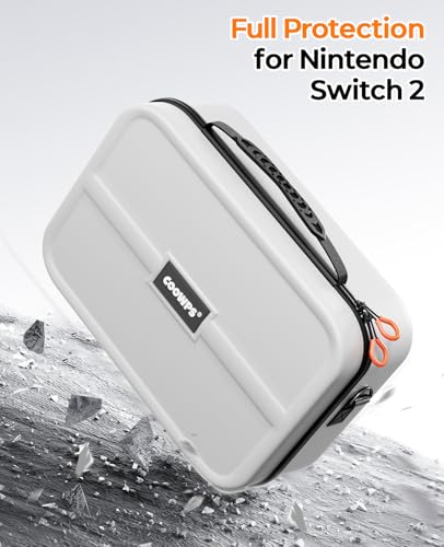 COOWPS for Nintendo Switch 2 Case, 4Pcs Thumb Grips, Protection Travel Case - color: White