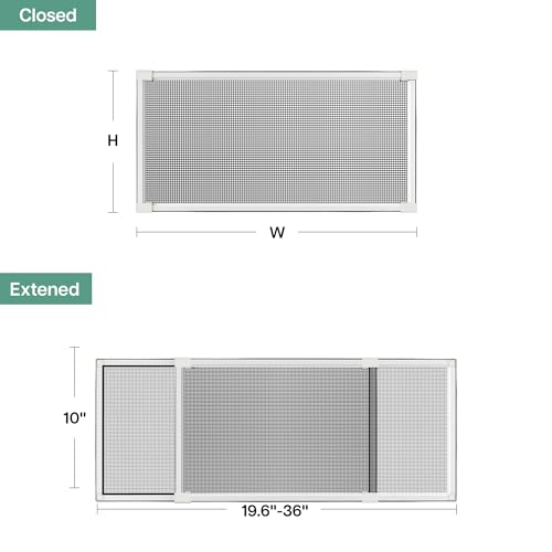 paramondo Expandable Window Screen, 10" H x 19.6" - 36" W, 2 Pack - size: Small (10" H x 19.6"-36" W, 2 Pack)