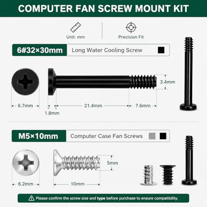 200PCS PC Fan Screw Kit, 6-32 x 30mm & M5 x 10mm Fan Screws