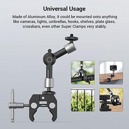 SMALLRIG Super Clamp w/ 1/4" and 3/8" Thread and 5.8 Inches Magic Arm - size: 5.8''+arm only