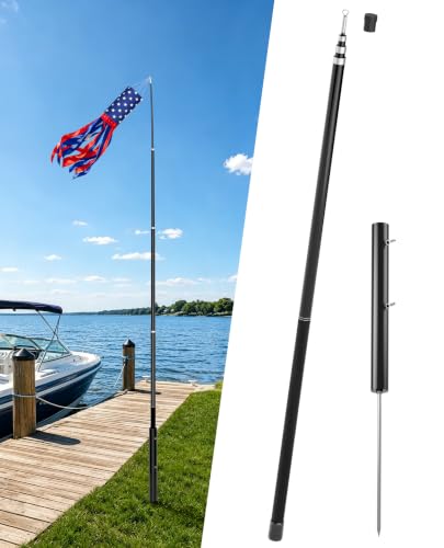 Telescoping Windsock Pole 12 FT with Ground Stake Kit - size: 12 feet- With Ground Stake