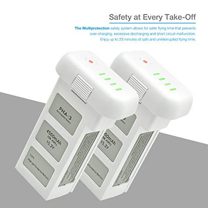 ExpertPower 2-Pack 15.2 V 4500mAh Intelligent Replacement Flight Battery for DJI Phantom 3 Drones, DJI Phantom 3 SE, DJI Phantom 3 Professional, DJI Phantom 3 Advanced, DJI Phantom 3 Standard