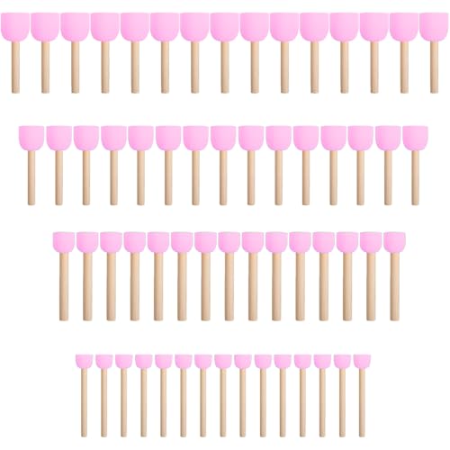WAFJAMF 60 Pcs Round Sponges Brush Set 4 Sizes DIY Painting Tools Pink - color: Pink
