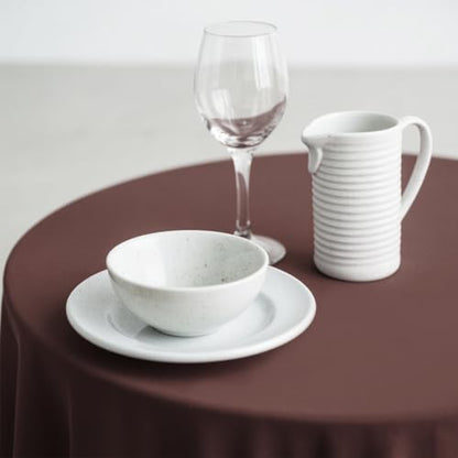 10 Pack Premium Disposable Plastic Tablecloth 84" Round Table Cover for Birthdays Weddings Christmas Anniversary Buffet Table (Brown) - color: Brown, size: 84" Round