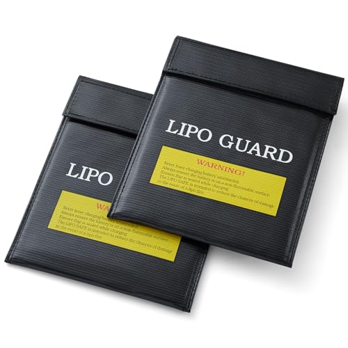 PAWBOSE Lipo Safe Bag, Fireproof Explosion-Proof Lipo Battery Bag for Safe Charging and Storage, 2 Packs(black)