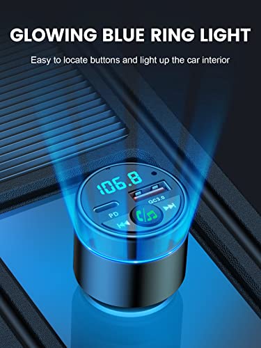 RIWUSI FM Transmitter for Car Bluetooth 5.3, Wireless FM Radio Car Adapter - color: Black