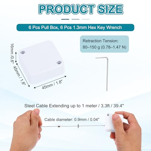 PATIKIL Retractable Remote Control Cable Tether (3.3ft / 1M, White)(6 Set) Square Remote Control Security Lanyard Lock Adjustable Locking Leash with Plastic Cap, Suit for - TV/Tablets - color: White, size: 3.3ft