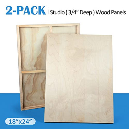 Falling in Art 2 Pack 18x24 Unfinished Birch Wood Panels Kit for Painting - size: 18*24 2-pack