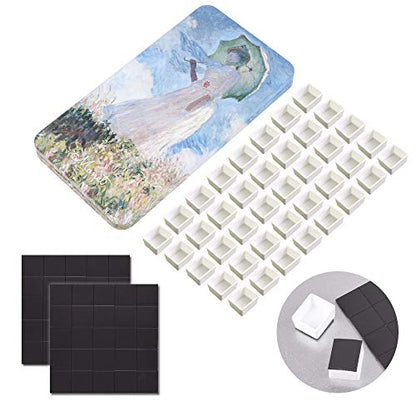 qianshan 40Pcs Empty Half Pans Watercolor Tin Palette with Magnetic Stripe - color: Monet